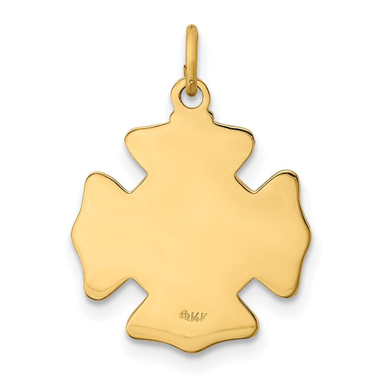 14k Polished and Satin Solid Small St. Florian Fire Dept. Badge Medal Charm