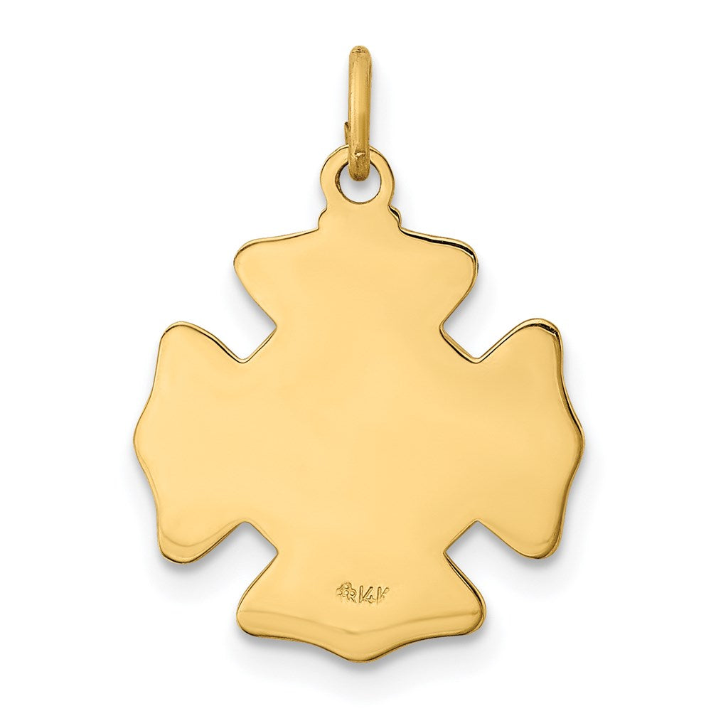 14k Polished and Satin Solid Small St. Florian Fire Dept. Badge Medal Charm
