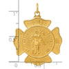 14k Polished and Satin Large Solid St. Florian Fire Dept. Badge Medal Pendant