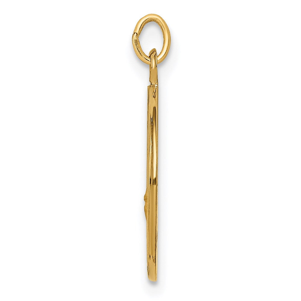14k Polished and Satin Solid Small St. Florian Medal Round Pendant
