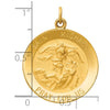 14k Polished and Satin Solid St. Michael Medal Round Pendant