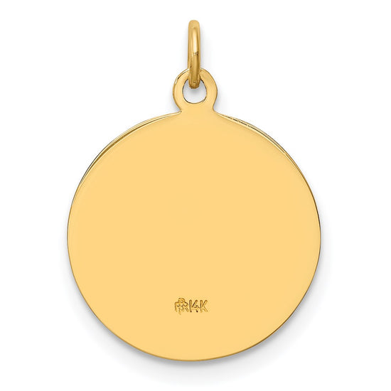14k Polished and Satin Solid St. Michael Medal Round Pendant
