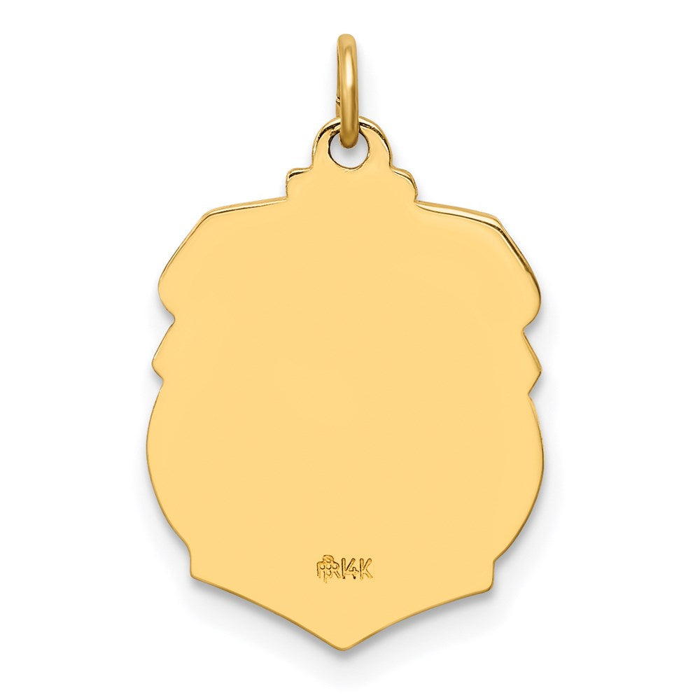 14k Polished and Satin Solid Small St. Michael Medal Badge Pendant