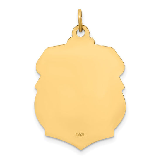 14k Polished and Satin Solid Large St. Michael Medal Badge Pendant