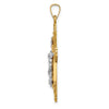 14k Two-tone Hollow Polished Fleur de Lis Crucifix Pendant