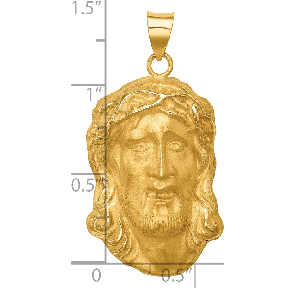 14k Hollow Polished and Satin Large Jesus Medal