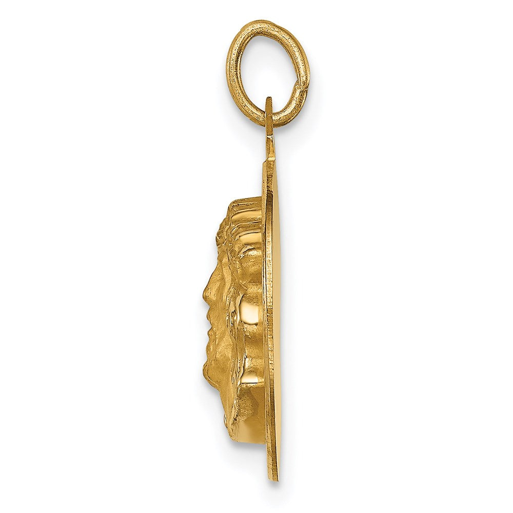 14k Polished and Satin Small Round Jesus Medal