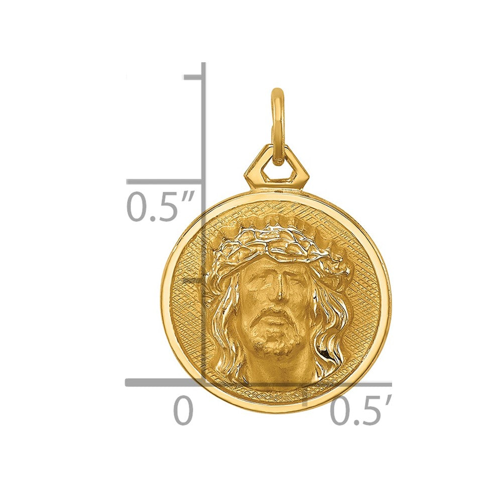 14k Polished and Satin Small Round Jesus Medal
