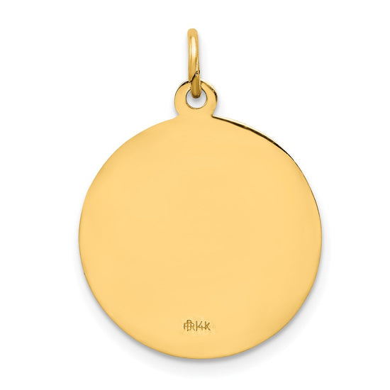 14k Polished and Satin Solid Our Lady of Guadalupe Medal Round Pendant