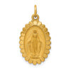 14k Polished and Satin Solid Miraculous Medal Scalloped Edge Oval Pendant