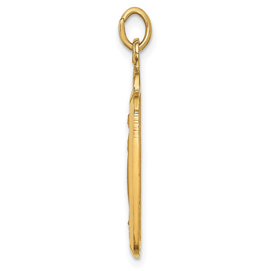 14k Polished and Satin Solid Miraculous Medal Rectangular Pendant