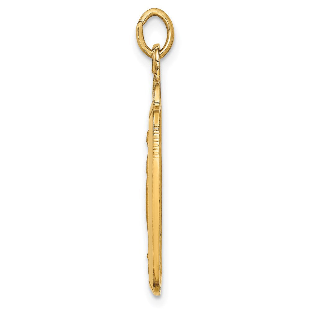 14k Polished and Satin Solid Miraculous Medal Rectangular Pendant