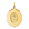14k Polished and Satin Solid Miraculous Medal Scalloped Edge Oval Pendant