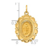 14k Polished and Satin Solid Miraculous Medal Scalloped Edge Oval Pendant