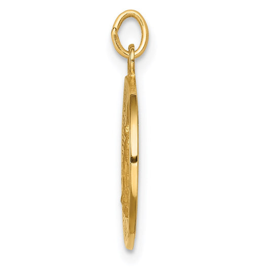 14k Polished and Satin Solid Miraculous Medal Round Charm