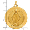14k Polished and Satin Solid Extra Large Spanish Milagrosa Medal Round Pendant