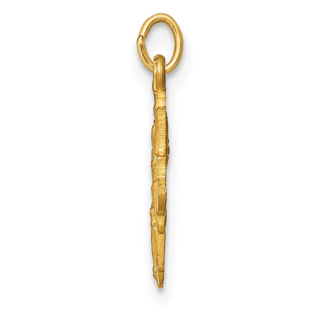 14k Satin Solid Small 4-Way Medal Charm