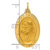 14k Polished and Satin Solid St. Anthony Medal Oval Pendant