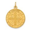14k Polished and Satin Solid Round Reversible St. Benedict Medal Pendant