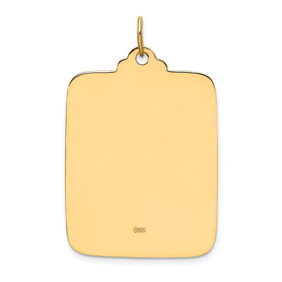 14k Polished and Satin Solid Large Rectangle St. Christopher Medal Pendant
