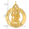 14k Polished and Satin Solid Cut-out St. Christopher Medal Round Pendant