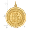 14k Polished and Satin Solid Medium Round Disc St. Christopher Medal Pendant