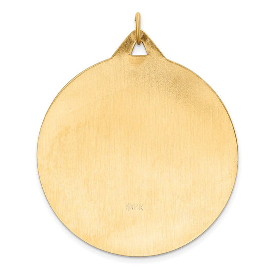 14k Polished and Satin Solid Extra Large St. Christopher Medal Round Pendant