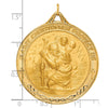 14k Polished and Satin Solid Extra Large St. Christopher Medal Round Pendant
