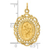14k Polished and Satin Solid Medium Fancy Pierced Oval St. Christopher Medal Pendant
