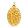 14k Polished and Satin Solid Medium St. Christopher Medal Oval Pendant