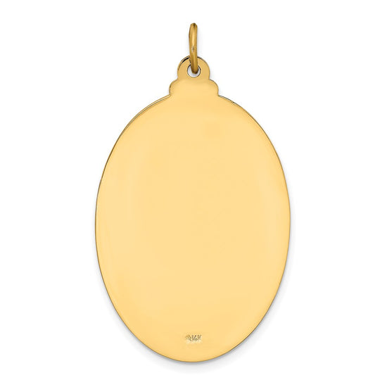 14k Polished and Satin Solid Large St. Christopher Medal Oval Pendant