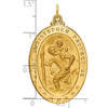 14k Polished and Satin Solid Large St. Christopher Medal Oval Pendant