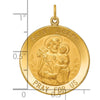 14k Polished and Satin Solid Large Round St. Joseph Medal Pendant