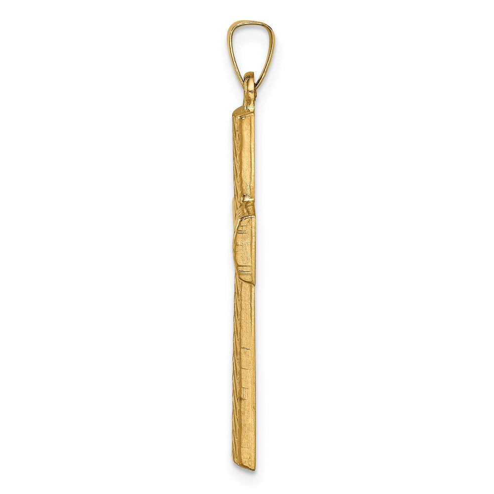 14k Hollow Polished Basketweave Design Latin Cross Pendant