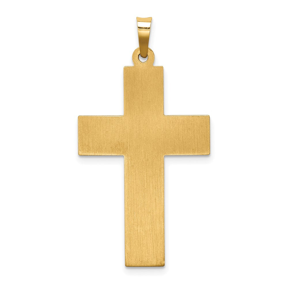 14k Hollow Polished Basketweave Design Latin Cross Pendant