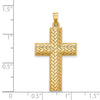 14k Hollow Polished Basketweave Design Latin Cross Pendant
