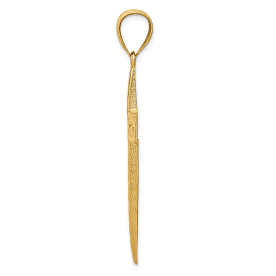 14K Large Diamond-cut Cross Pendant