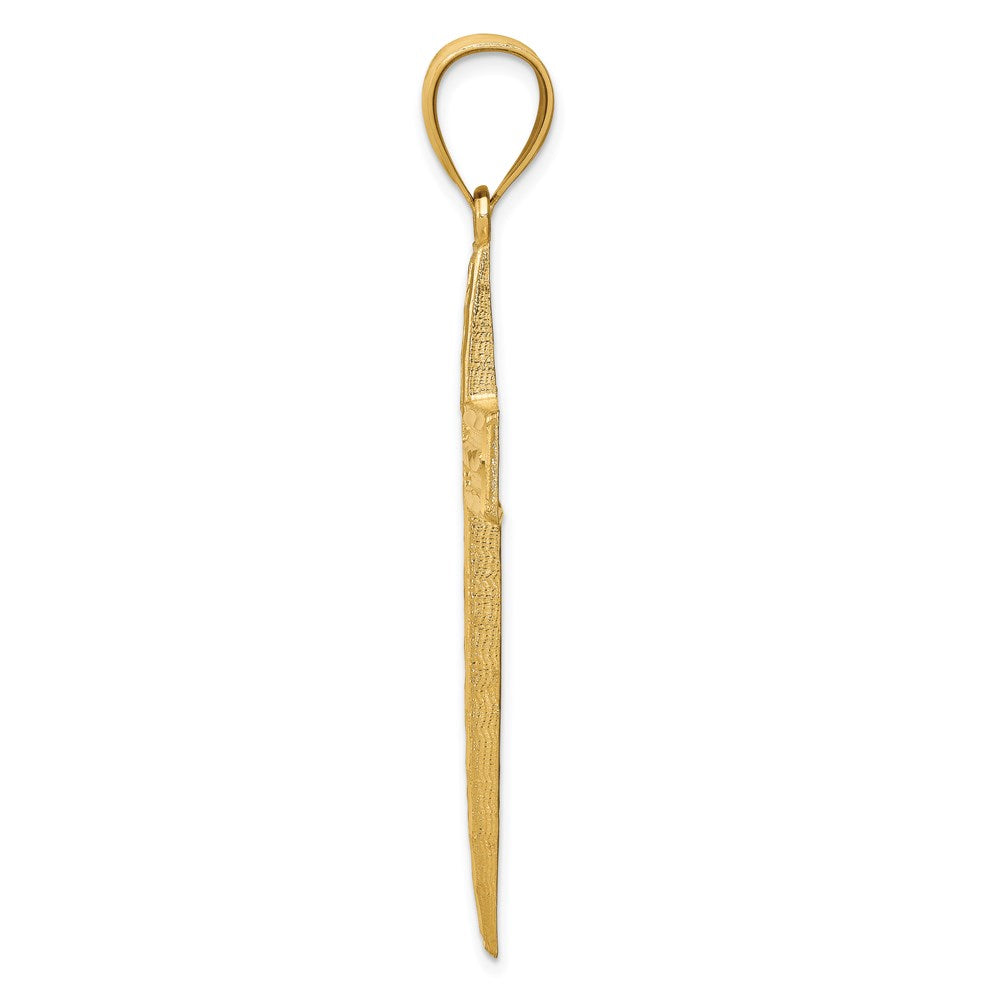 14K Large Diamond-cut Cross Pendant