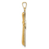 14k Hollow Polished with White Rhodium Beaded Edge Cross Pendant