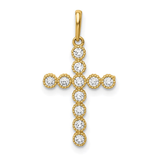 14K CZ Cross Pendant