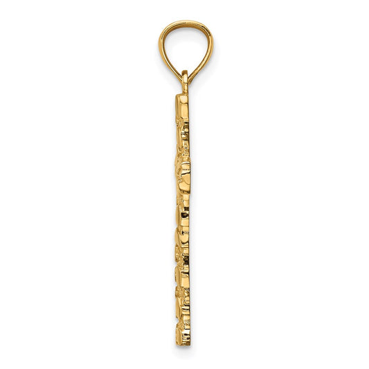 14K Nugget Style Cross Pendant