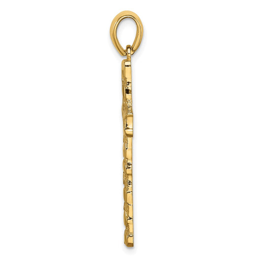 14K Nugget Style Cross Pendant