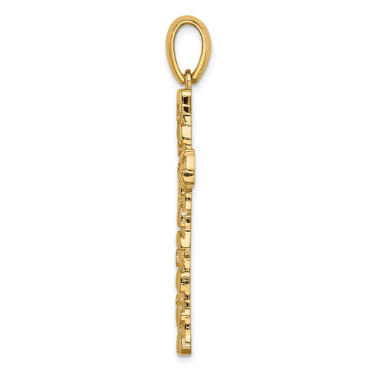 14K Large Nugget Style Cross Pendant