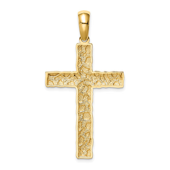 14K Large Nugget Style Cross Pendant