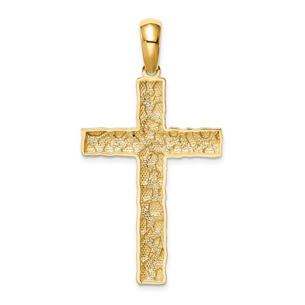 14K Large Nugget Style Cross Pendant