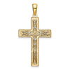 14K and White Rhodium Diamond-cut Cross Pendant