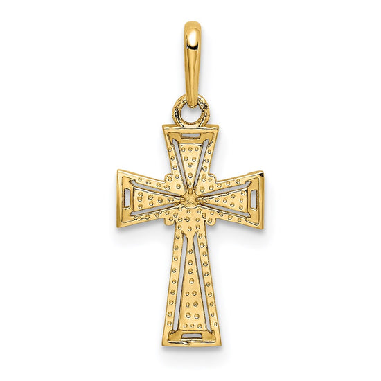 14K Diamond-cut -X- Center Cross Pendant