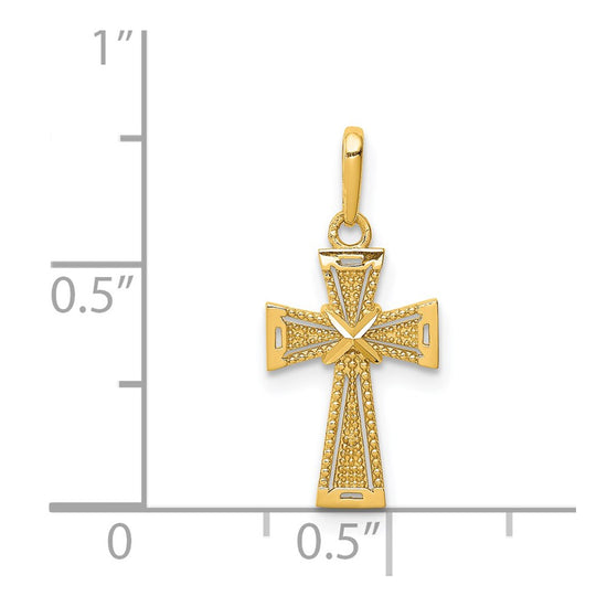 14K Diamond-cut -X- Center Cross Pendant