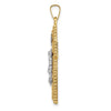 14k Two-tone Hollow Polished Rope Edge Latin Crucifix Pendant