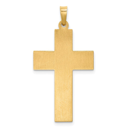 14k Two-tone Hollow Polished Rope Edge Latin Crucifix Pendant